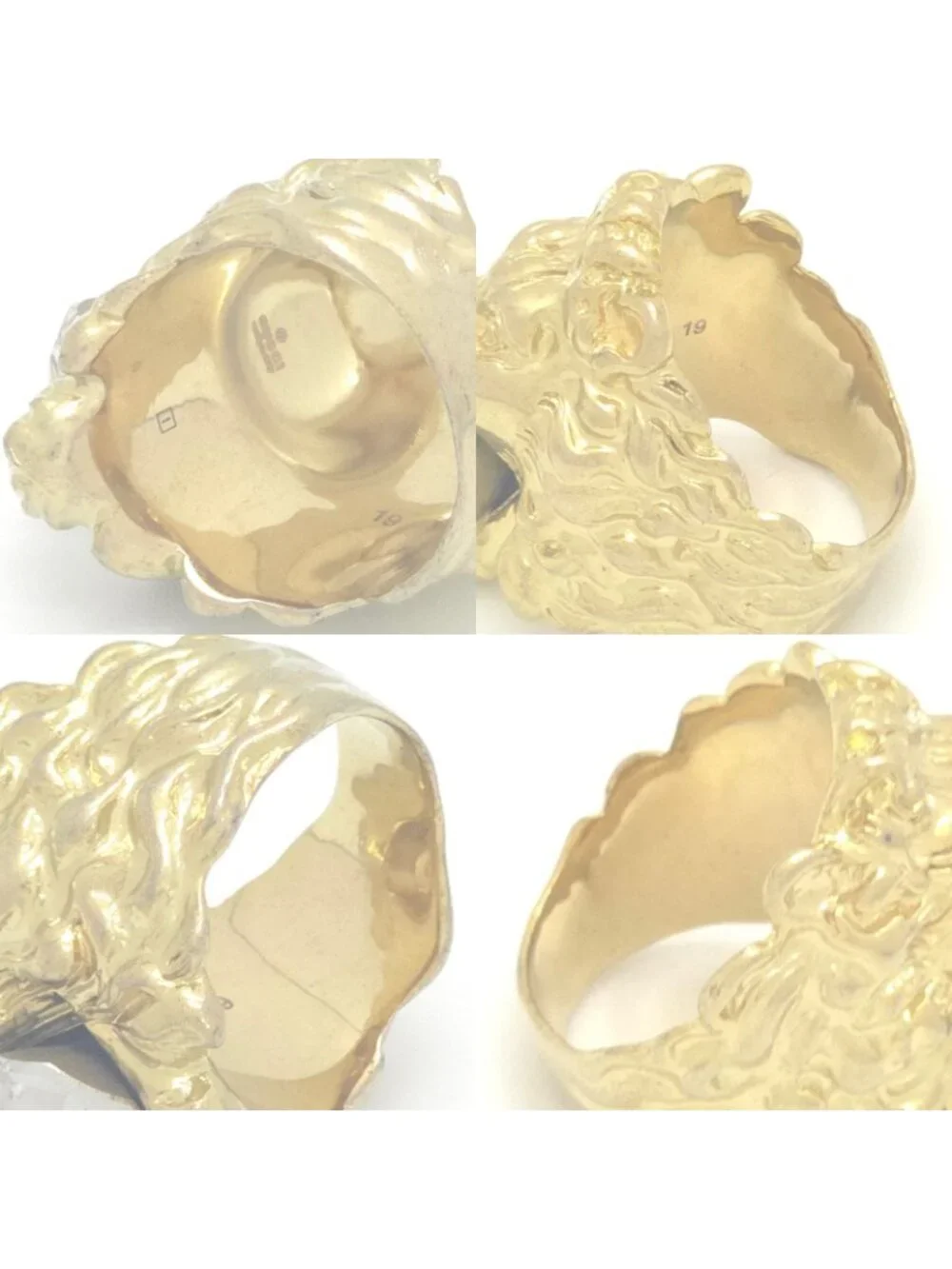 Gucci Crystal Lion Head Ring Gold Polished Metal